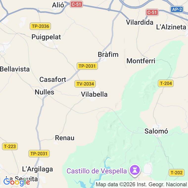 Código postal de Vilabella en Tarragona