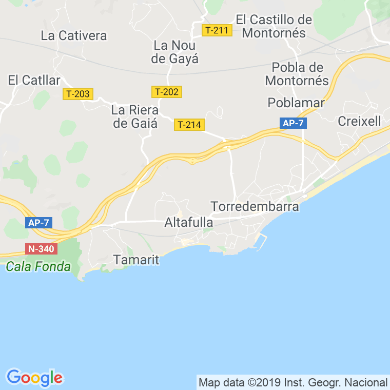 Código Postal de Altafulla en Tarragona