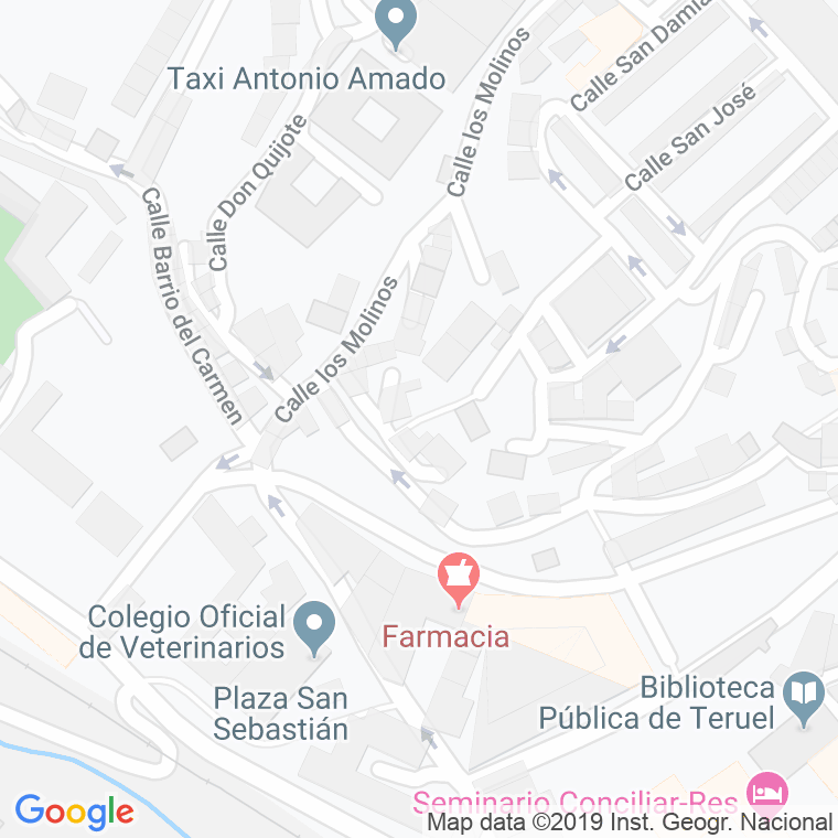 Código Postal calle Molineros, callejon en Teruel