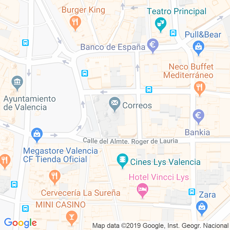 Código Postal calle Correos en Valencia