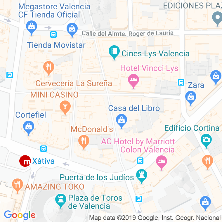 Código Postal calle Ruzafa, paseo (Impares Del 1 Al Final)  (Pares Del 2 Al Final) en Valencia