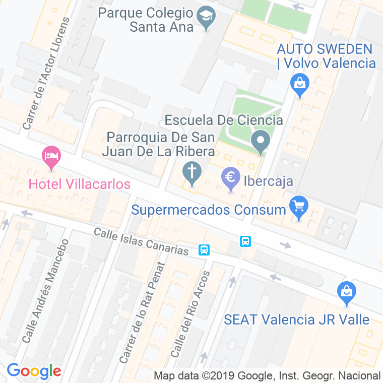 Código Postal calle San Juan De La Ribera   (Impares Del 1 Al Final)  (Pares Del 2 Al Final) en Valencia