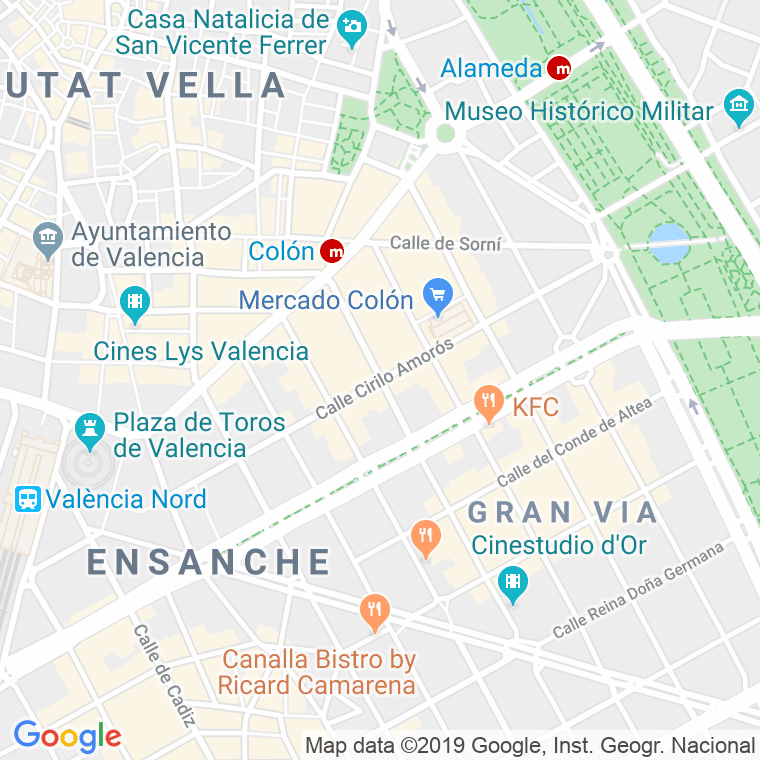 Código Postal calle Cirilo Amoros en Valencia