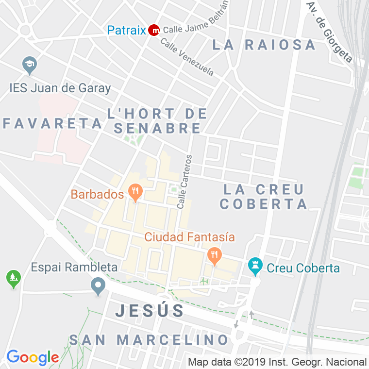 Código Postal calle Carteros   (Impares Del 1 Al 3)  (Pares Del 2 Al 6) en Valencia