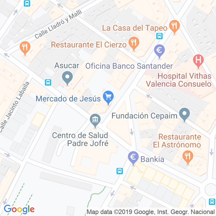 Código Postal calle Jesus, mercado en Valencia