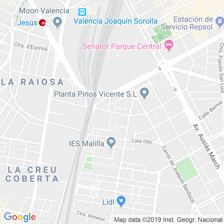 Código Postal calle Pianista Amparo Iturbi   (Impares Del 1 Al 37)  (Pares Del 2 Al 40) en Valencia