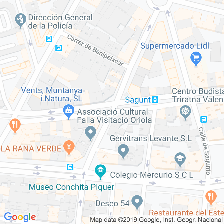 Código Postal calle Actor Mora en Valencia
