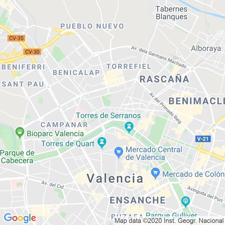Código Postal calle Calaredes en Valencia