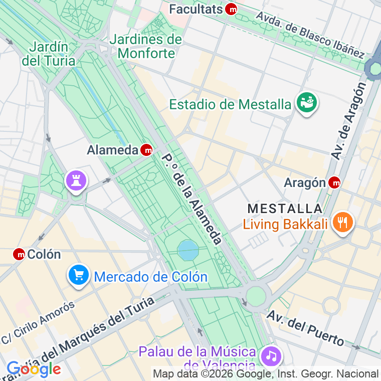 Código postal de Alameda, Paseo (impares del 1 al 29) en Valencia