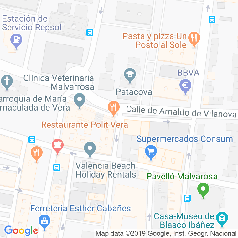 Código Postal calle Arnaldo Vilanova en Valencia