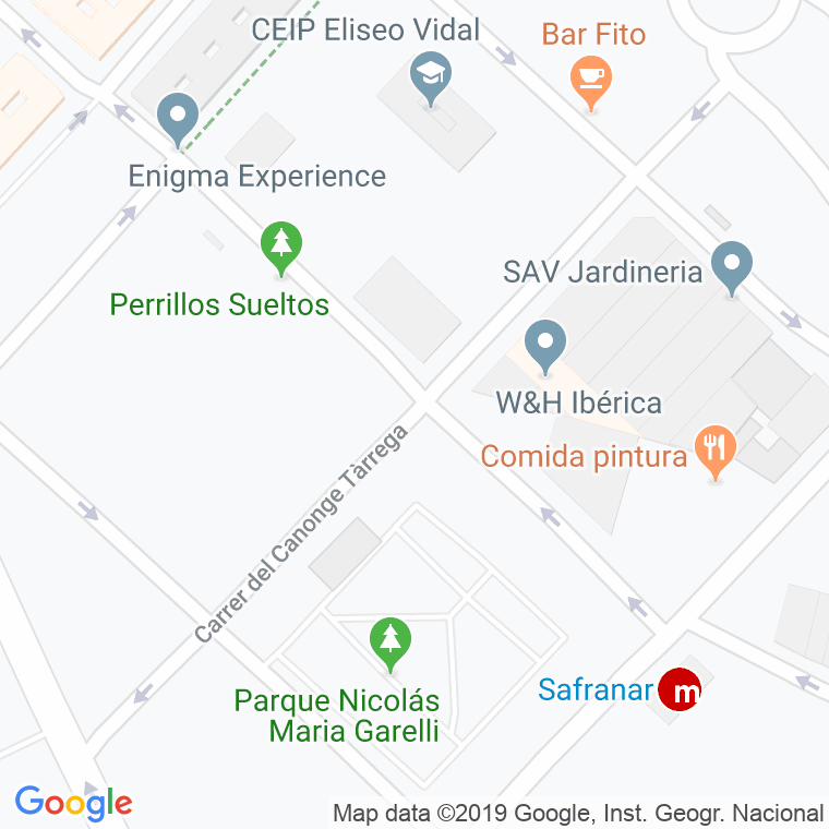 Código Postal calle Canonigo Tarrega en Valencia