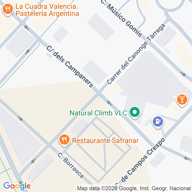 Código postal de Canonigo Tarrega en Valencia