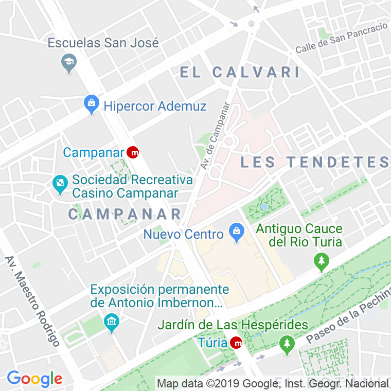 Código Postal calle Campanar, avenida (Pares Del 2 Al Final) en Valencia
