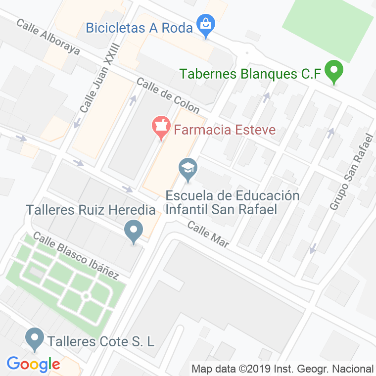 Código Postal calle Barrio San Rafael (Tavernes Blanques) en Valencia