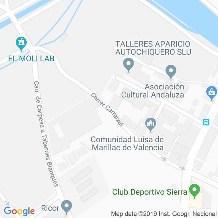 Código Postal calle Carraixet (Tavernes Blanques) en Valencia