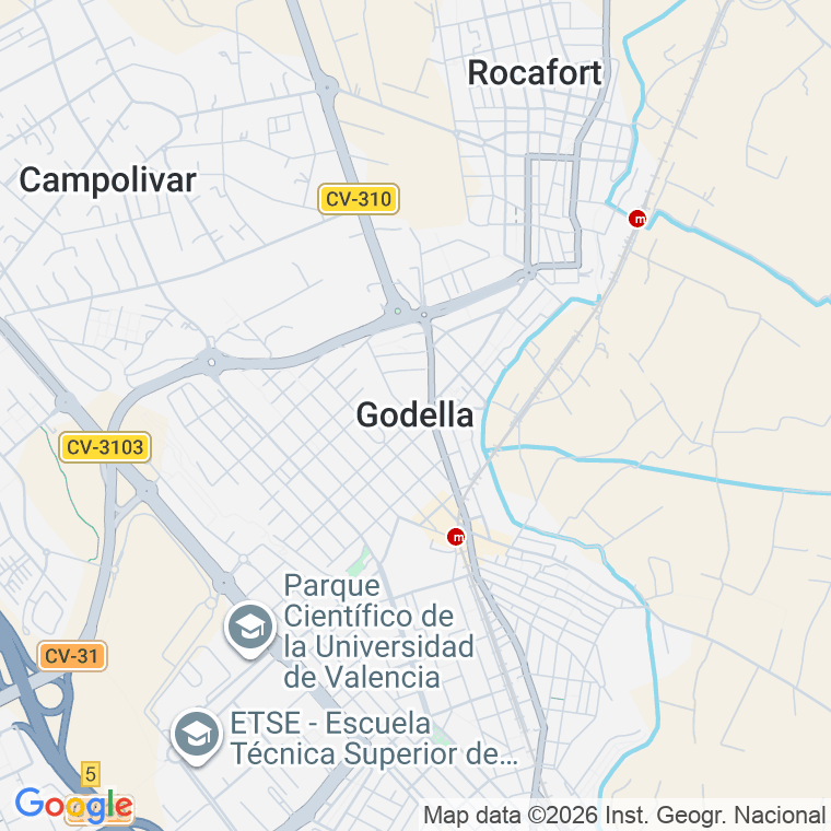 Código postal de Godella, Viejo, Camino (impares del 101 al Final)  (pares del 100 al Final) en Valencia