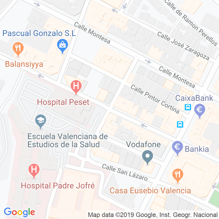 Código Postal calle Bibliografo Fray J. Rodriguez en Valencia