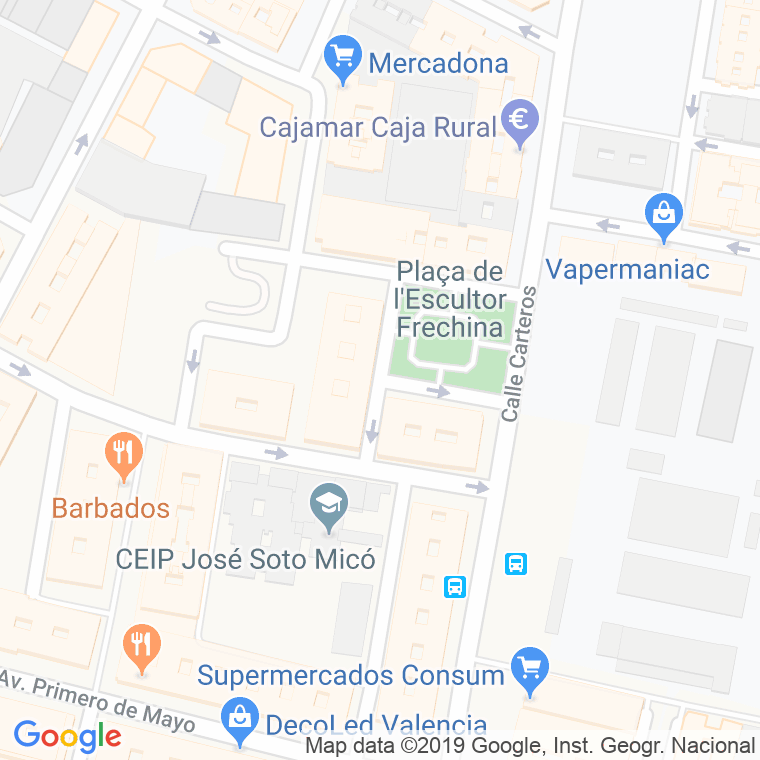 Código Postal calle Escultor Frechina, plaza en Valencia