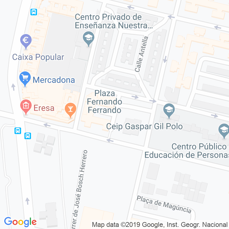 Código Postal calle Fernando Ferrando, plaza en Valencia