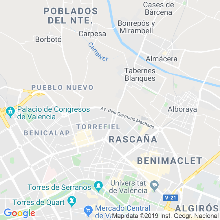 Código Postal calle Constitucion, avenida (Impares Del 137 Al Final)  (Pares Del 168 Al Final) en Valencia