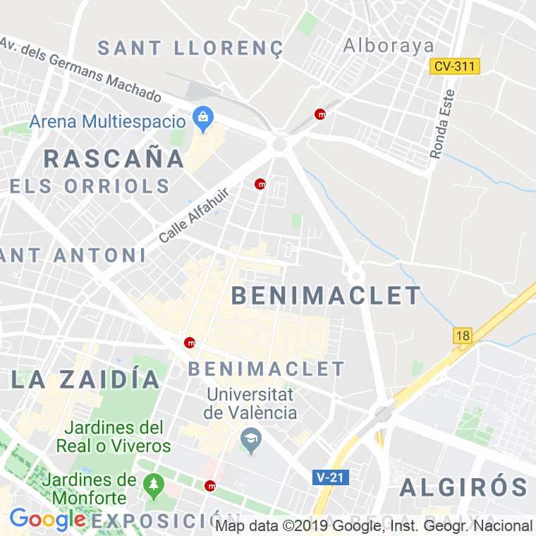 Código Postal calle Almenars, Dels, casas (Impares Del 1 Al Final)  (Pares Del 2 Al Final) en Valencia