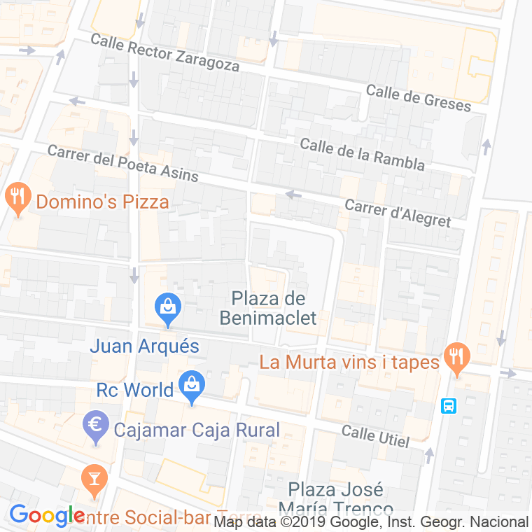 Código Postal calle Benicolet en Valencia