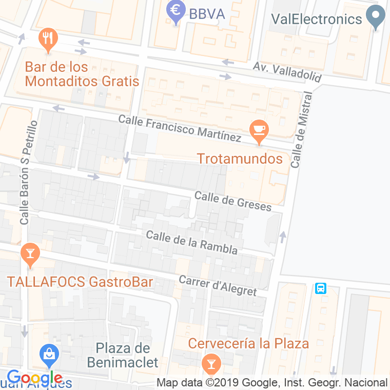 Código Postal calle Greses en Valencia