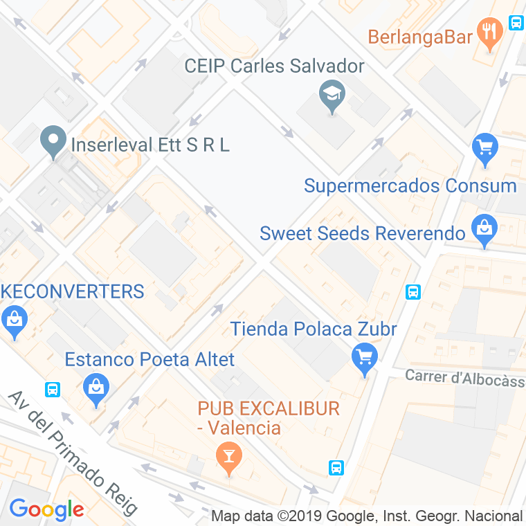 Código Postal calle Poeta Altet en Valencia