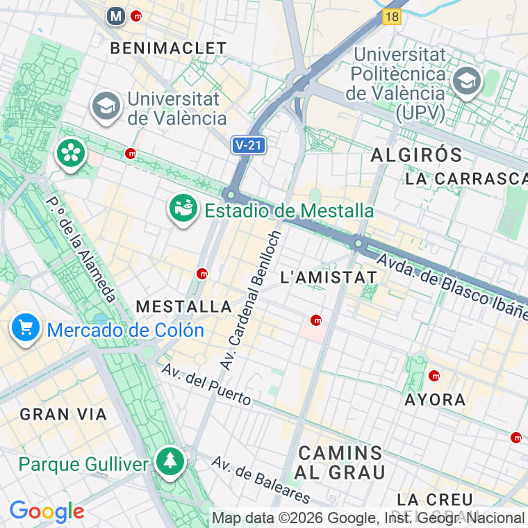 Código postal de Mar, Al, Paseo (impares del 35 al 85)  (pares del 60 al 112) en Valencia