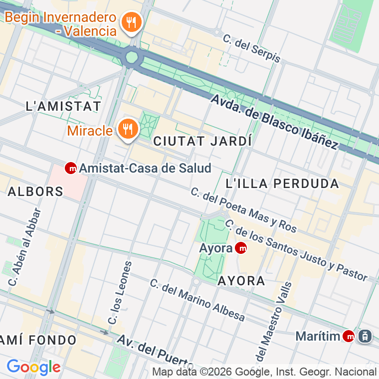Código postal de Poeta Mas y Ros   (impares del 1 al 29)  (pares del 2 al 30) en Valencia