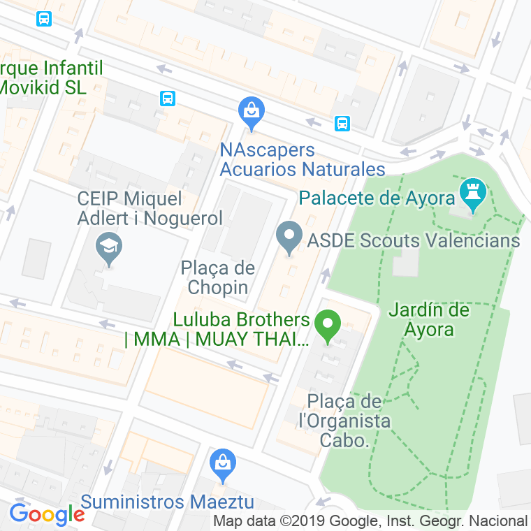 Código Postal calle Chopin, plaza en Valencia
