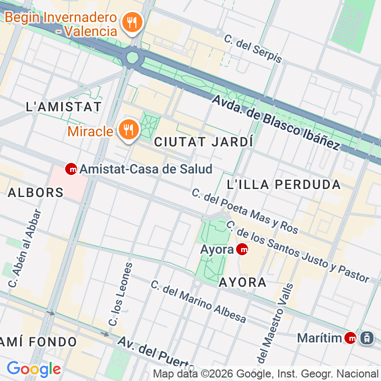 Código postal de Poeta Mas y Ros   (impares del 31 al Final)  (pares del 32 al Final) en Valencia