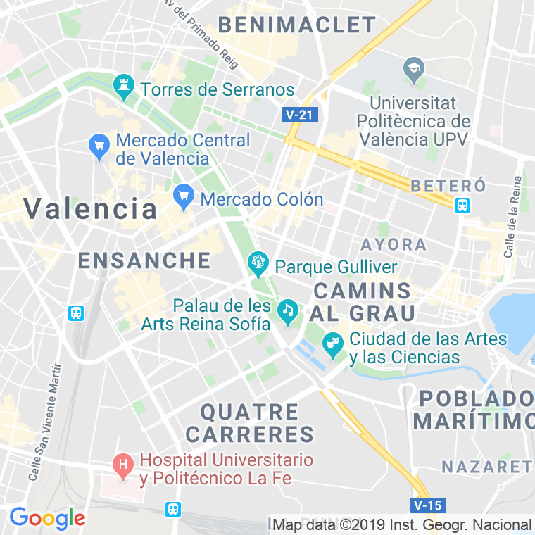 Código Postal calle Alameda, paseo (Impares Del 31 Al Final) en Valencia