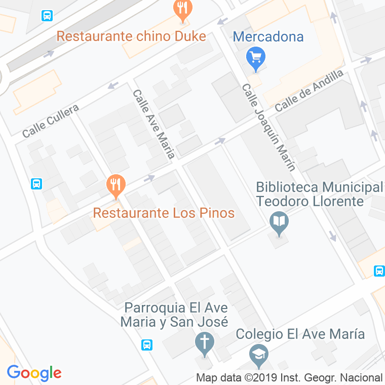 Código Postal calle Ave Maria (Casas Contell) en Valencia