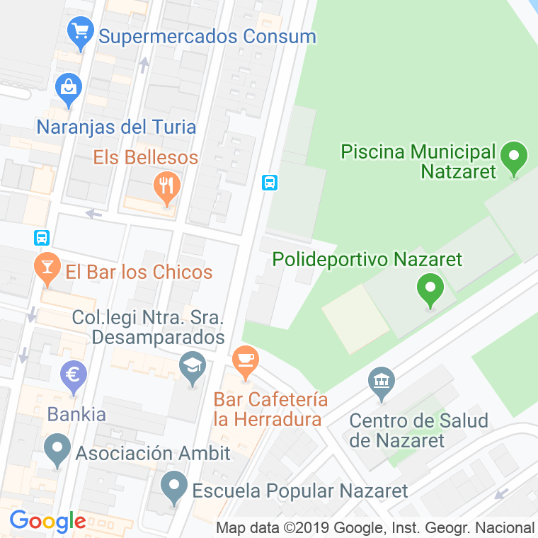 Código Postal calle Interior Parque De Nazaret en Valencia