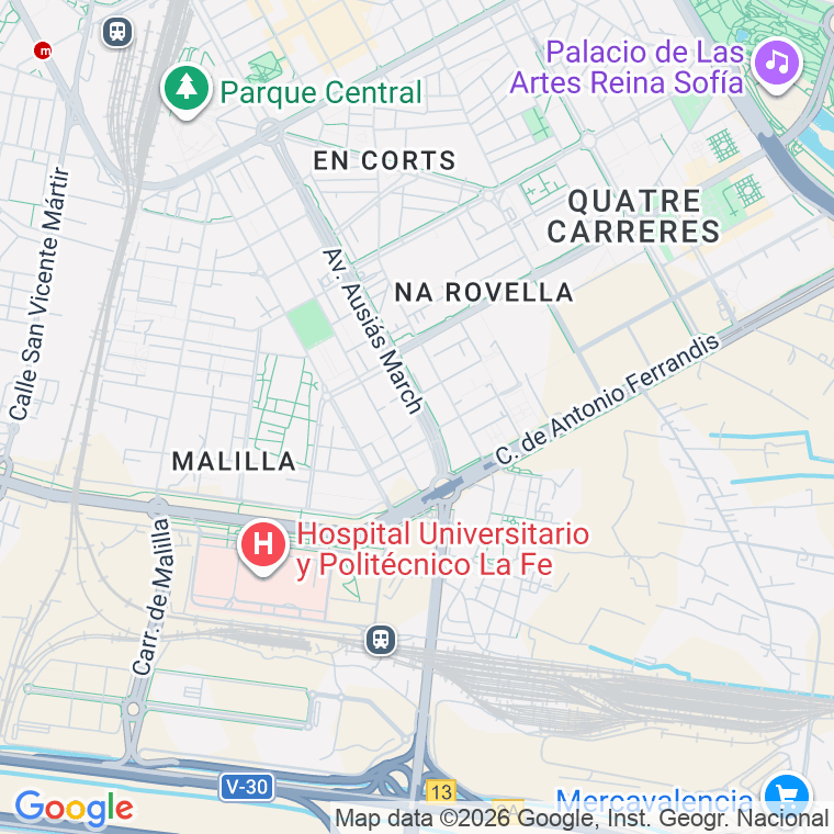 Código postal de Ausias March, Avenida (impares del 127 al Final)  (pares del 38 al Final) en Valencia