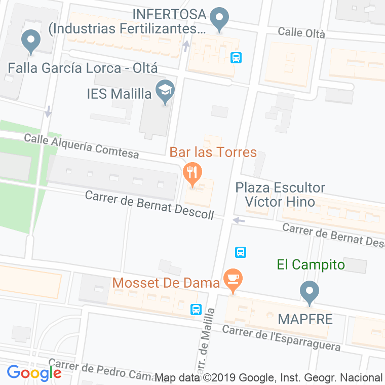 Código Postal calle Bernardo Morales San Martin en Valencia
