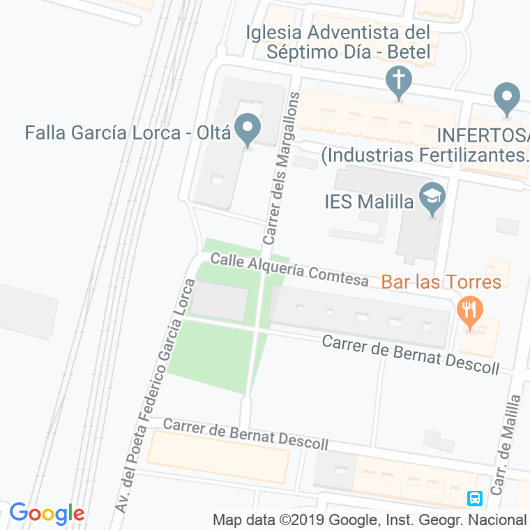 Código Postal calle Comtessa, De L', alqueria en Valencia