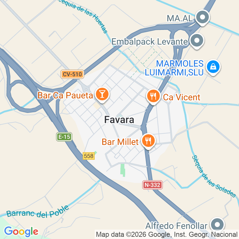 Código postal de Favara en Valencia