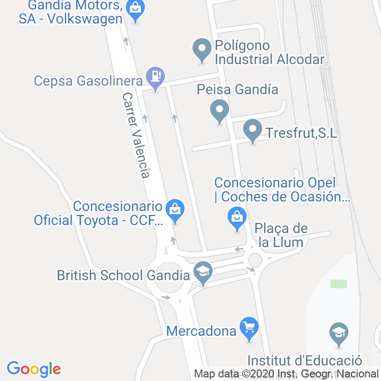 Código Postal calle Aiguadors en Gandía