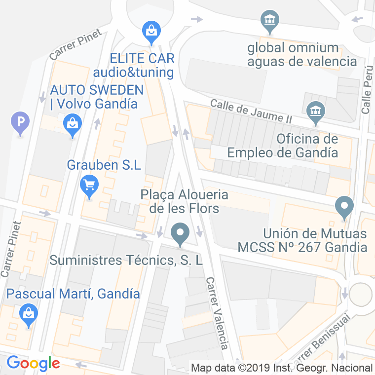 Código Postal calle Alqueria De Les Flors, plaza en Gandía
