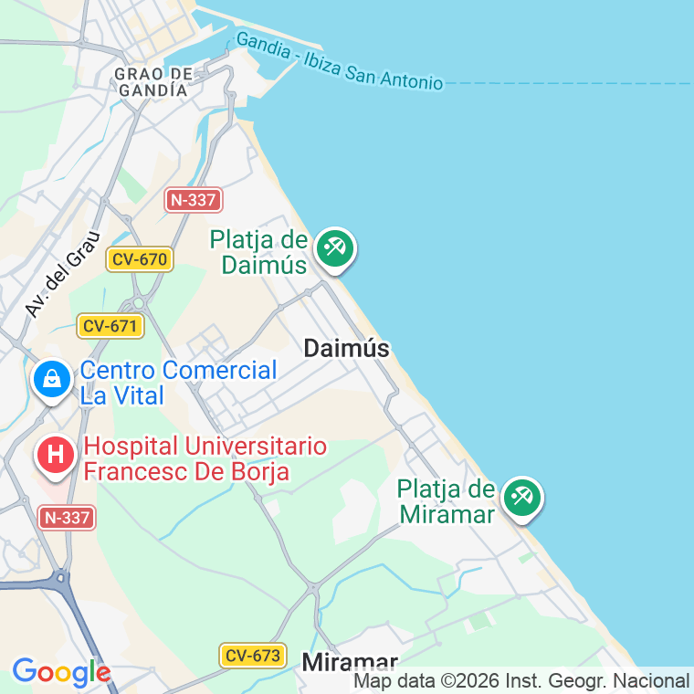 Código postal de Daimus (grao), Carretera en Gandía