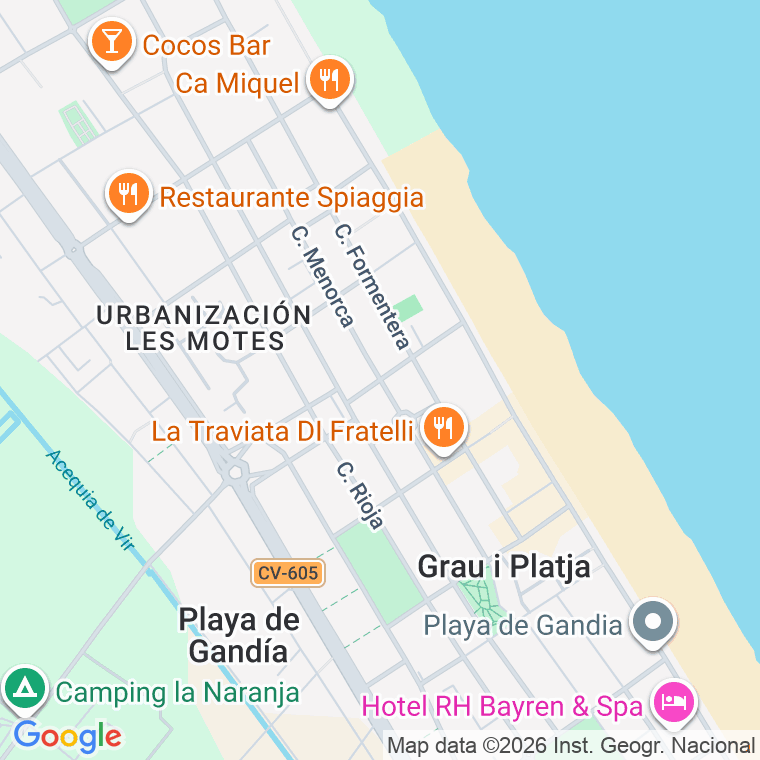 Código postal de Menorca (playa) en Gandía