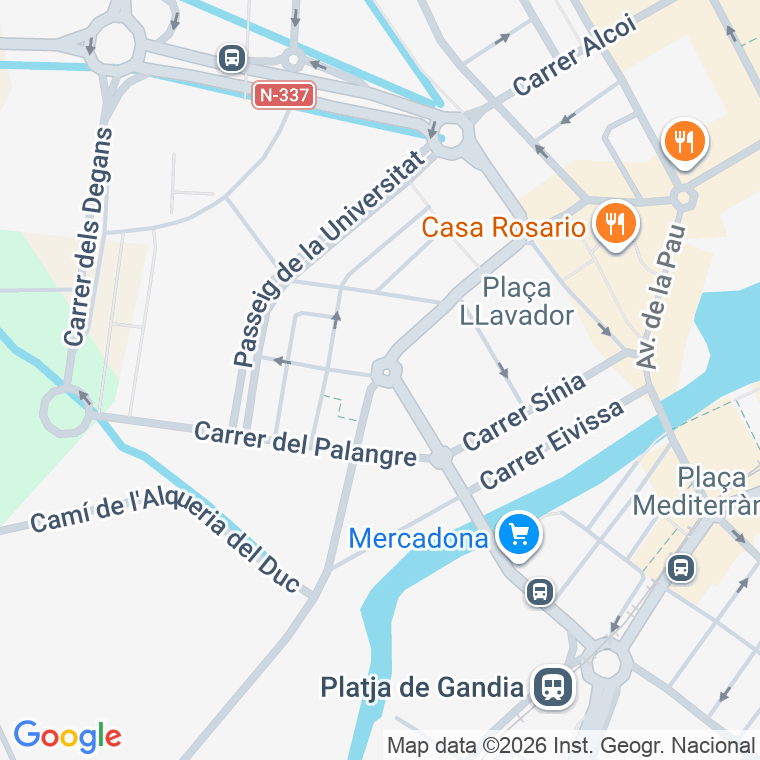 Código postal de Vell del Grau (grao), Cami en Gandía