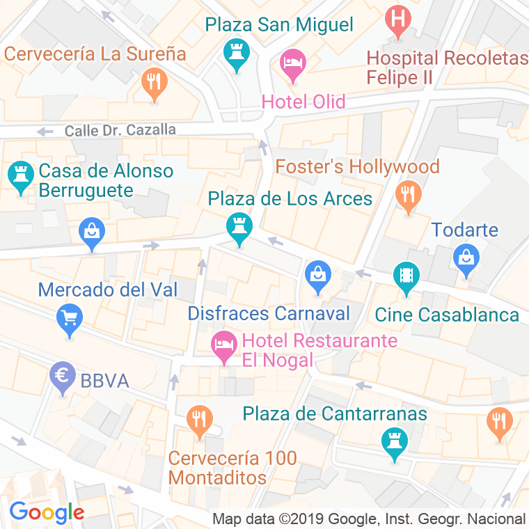 Código Postal calle Arces, De Los, plaza en Valladolid