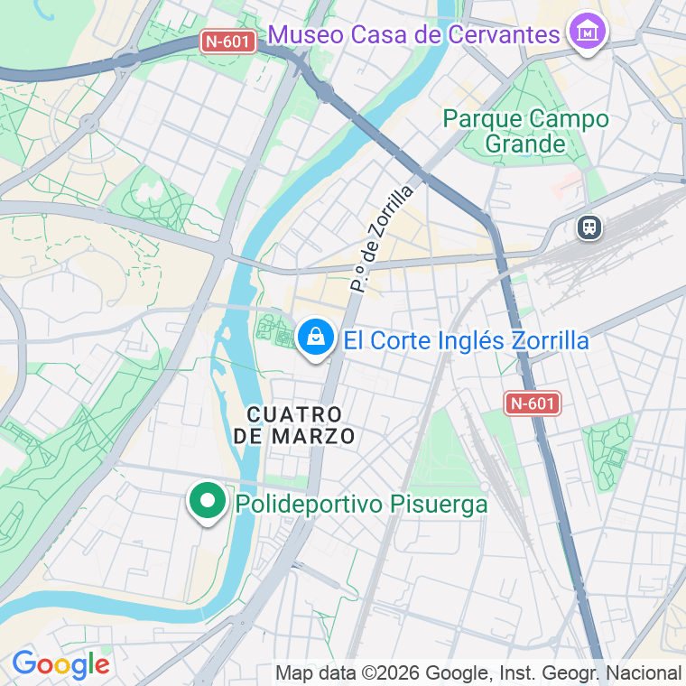 Código postal de Zorrilla, Paseo (pares del 2 al 196) en Valladolid