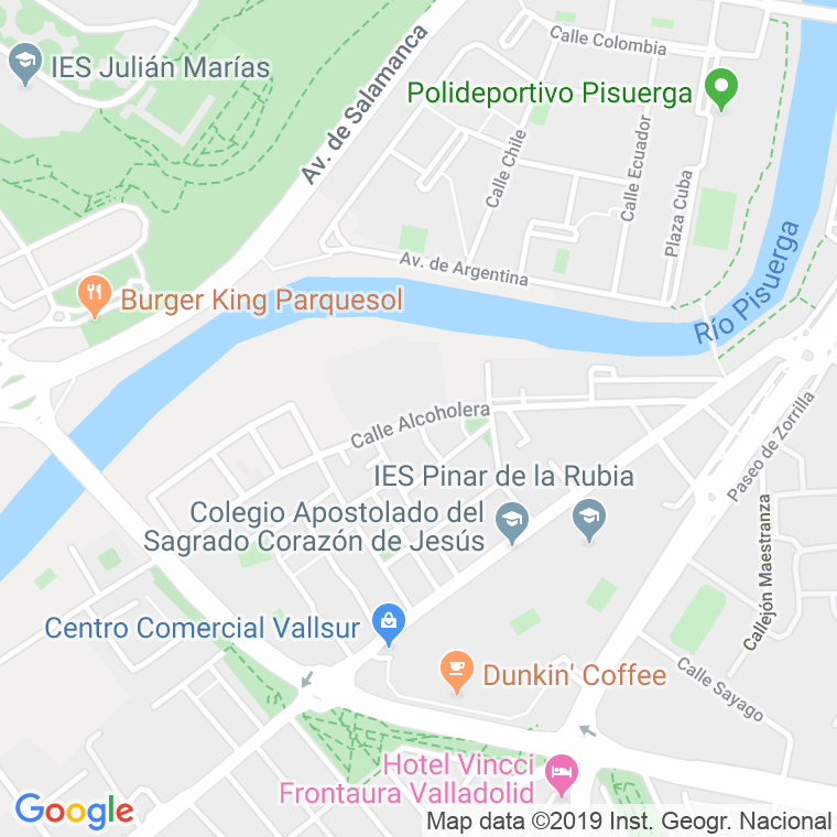 Código Postal calle Alcoholera, callejon en Valladolid