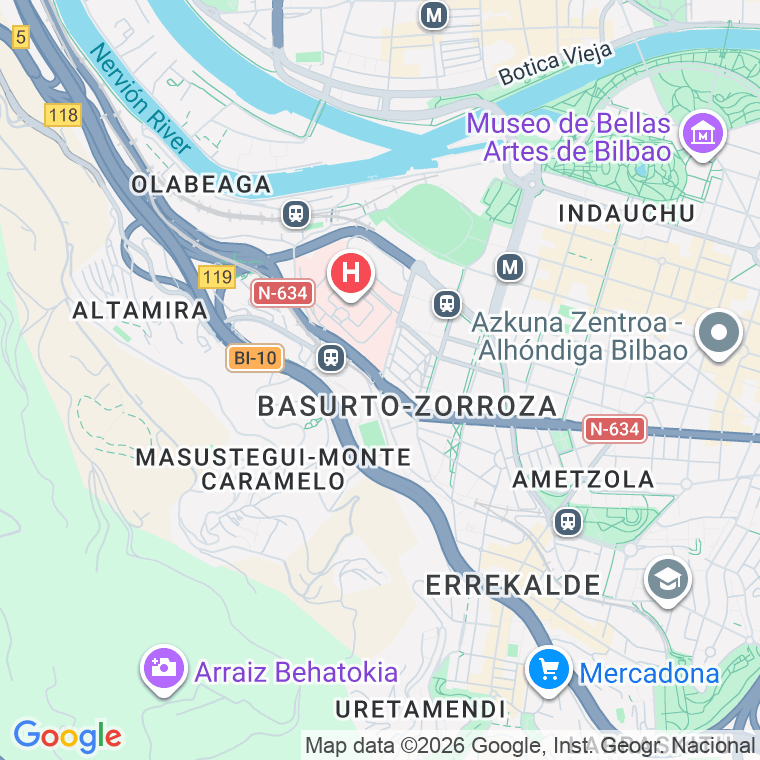 Código postal de Basurtu-kastrexana, Carretera (impares del 1 al 239)  (pares del 2 al 170) en Bilbao