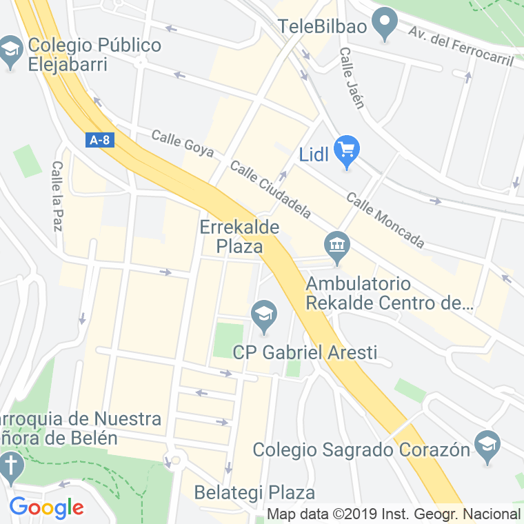 Código Postal calle Errekalde, plaza en Bilbao