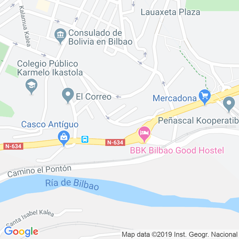 Código Postal calle Juan De Irigoyen en Bilbao